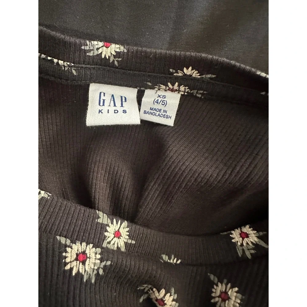 GAP Kids Girls‎ Outfit Set Dress & Shirt, Black Floral, Size XS (4/5)